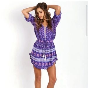 Spell bohemian royale playdress curved hem mini, drawstring waist 3/4 sleeve EUC